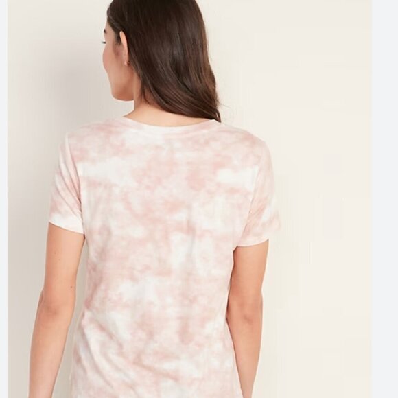 Women's Pink EveryWear Logo-Graphic Curved-Hem Tee for Women V-Neck XS - Picture 1 of 3